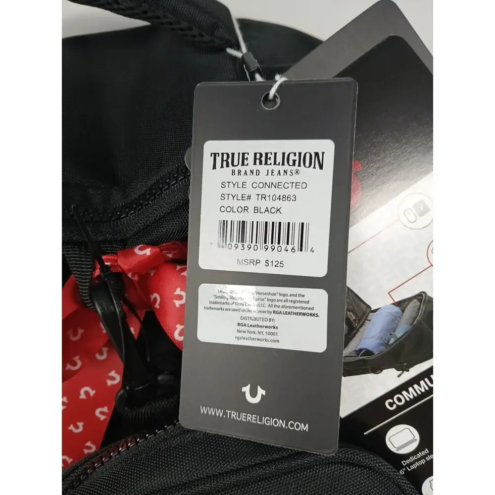 True Religion Computer Backpack Dome Style Black TR104863 & BONUS Tech Kit. NWT